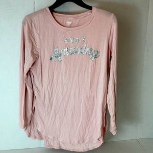 NEW Old Navy Top Women 14 XL plus pink glitter sparkle says “Stay Amazing” NWT